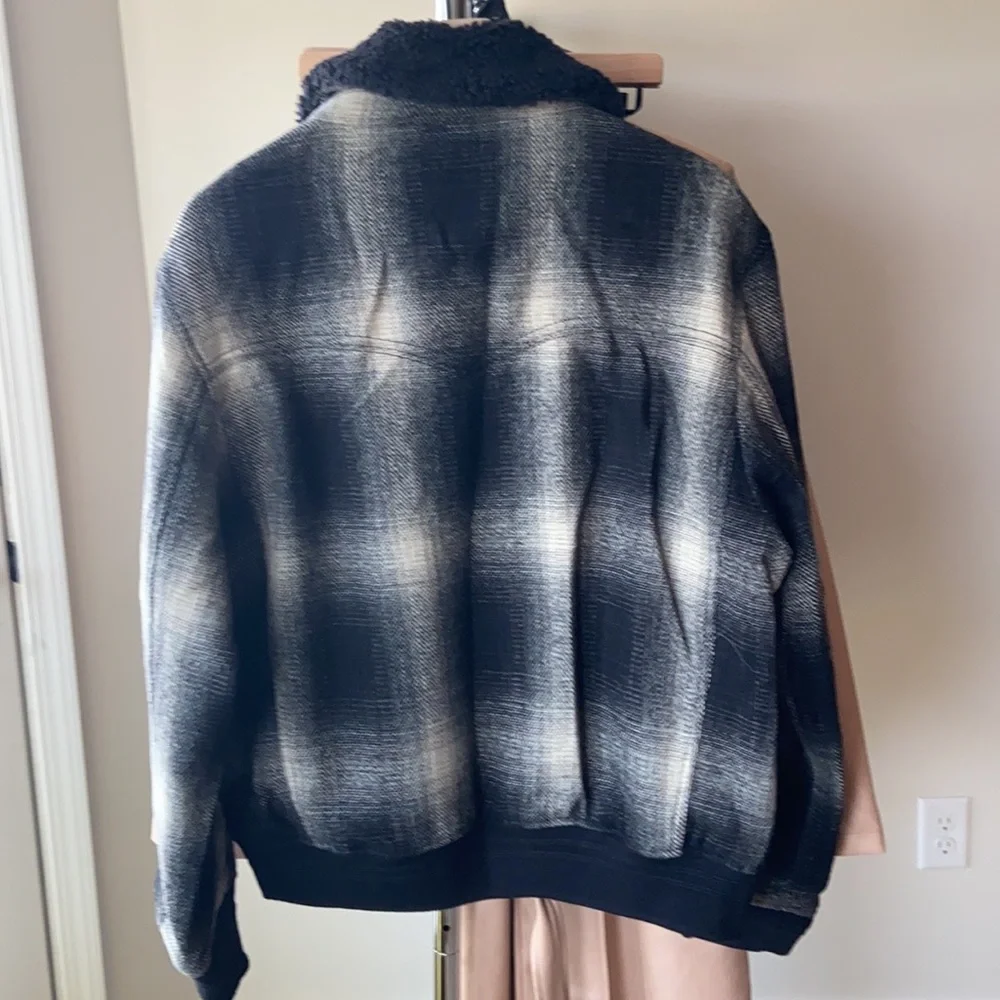 🔖L FRYE Dylan Shadow Plaid Bomber Jacket Coat